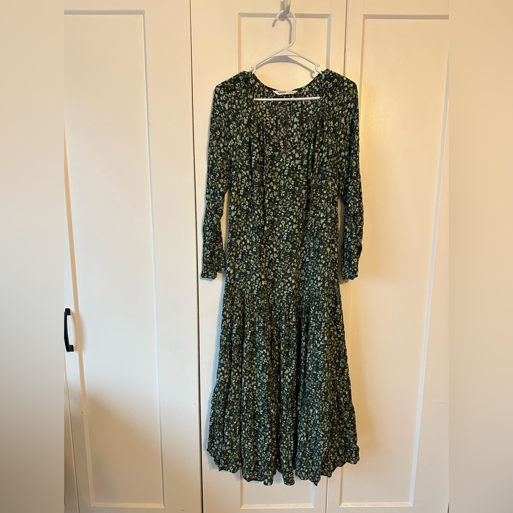 Sonoma Women’s Floral Green Long Sleeve Dress Size Me